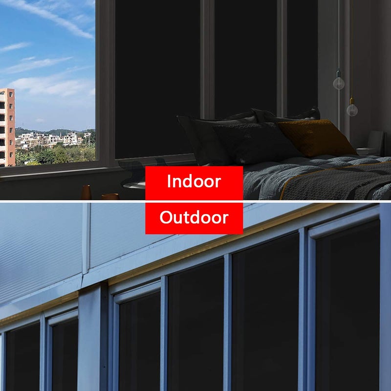 WPCTEV Static Cling Total Blackout Privacy Window Film Cover 100% Light Blocking No Glue Black Window Tint for Home Room Darkening Easy Removal 35.4 Inch x 13.1 Feet - Image 5